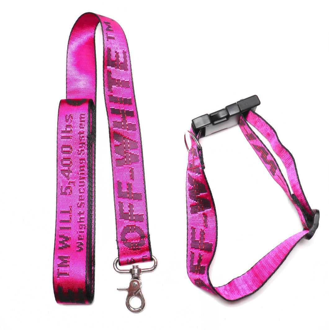 Dark Pink Off-White Collar + Leash